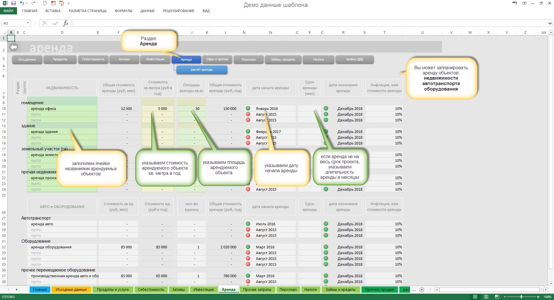 Финансовая модель проекта пример excel